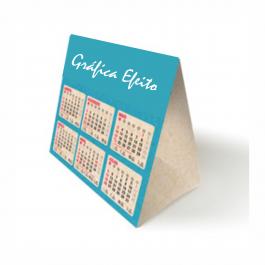 Calendário de Mesa Mini - Papel reciclado 240gr 9,8x26,8cm - 4x0 (somente frente colorida) - Sem verniz - Refile - Base sem impressão